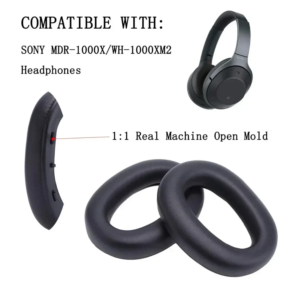 แผ่นรองหูฟังสําหรับ Sony WH1000XM2, MDR-1000X หูฟังเปลี่ยนโฟม Earmuffs เบาะชุดหูฟังครอบคลุมฟองน้ําหนังโฟม