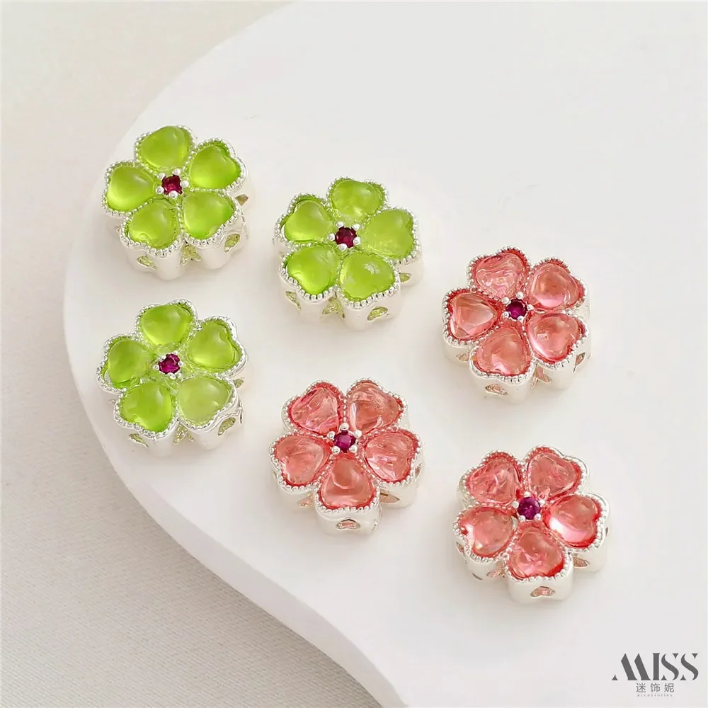 

Thick Color Silver Cherry Blossom Imitation Cat's Eye Moonstone Bead Diy Bracelet 18K Matte Gold Jewelry Accessories