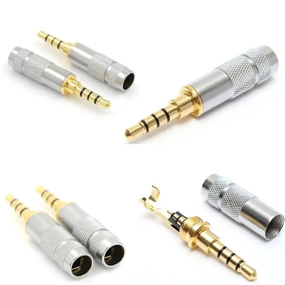 Earphone Jack 4 Pole Headphones Audio Jack DIY Metal 3.5mm Stereo Plug Replacement Earphone Plug