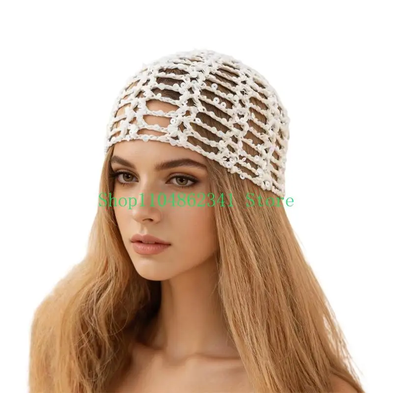 652F Versatiles Cotton Meshes Knitted Skull Hat Handworks Sun Protecting Crochet Hat Suitable For Multiple Styling Option