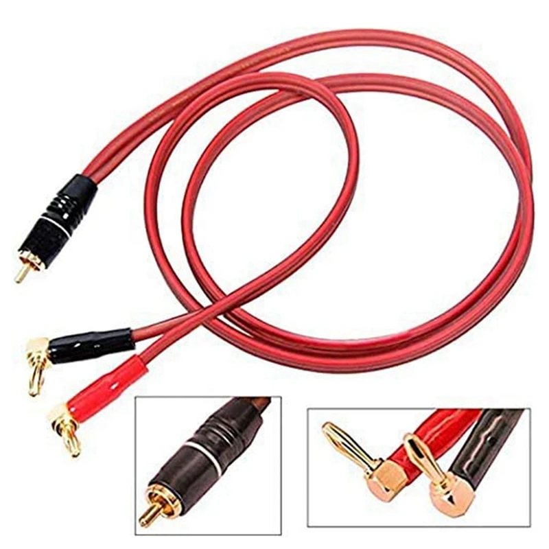 2X Banana Plug To RCA Speaker Cable,Speaker Wire RCA Male To Banana Plugs(2Banana) 4N OFC Hifi Speaker Wire 2M