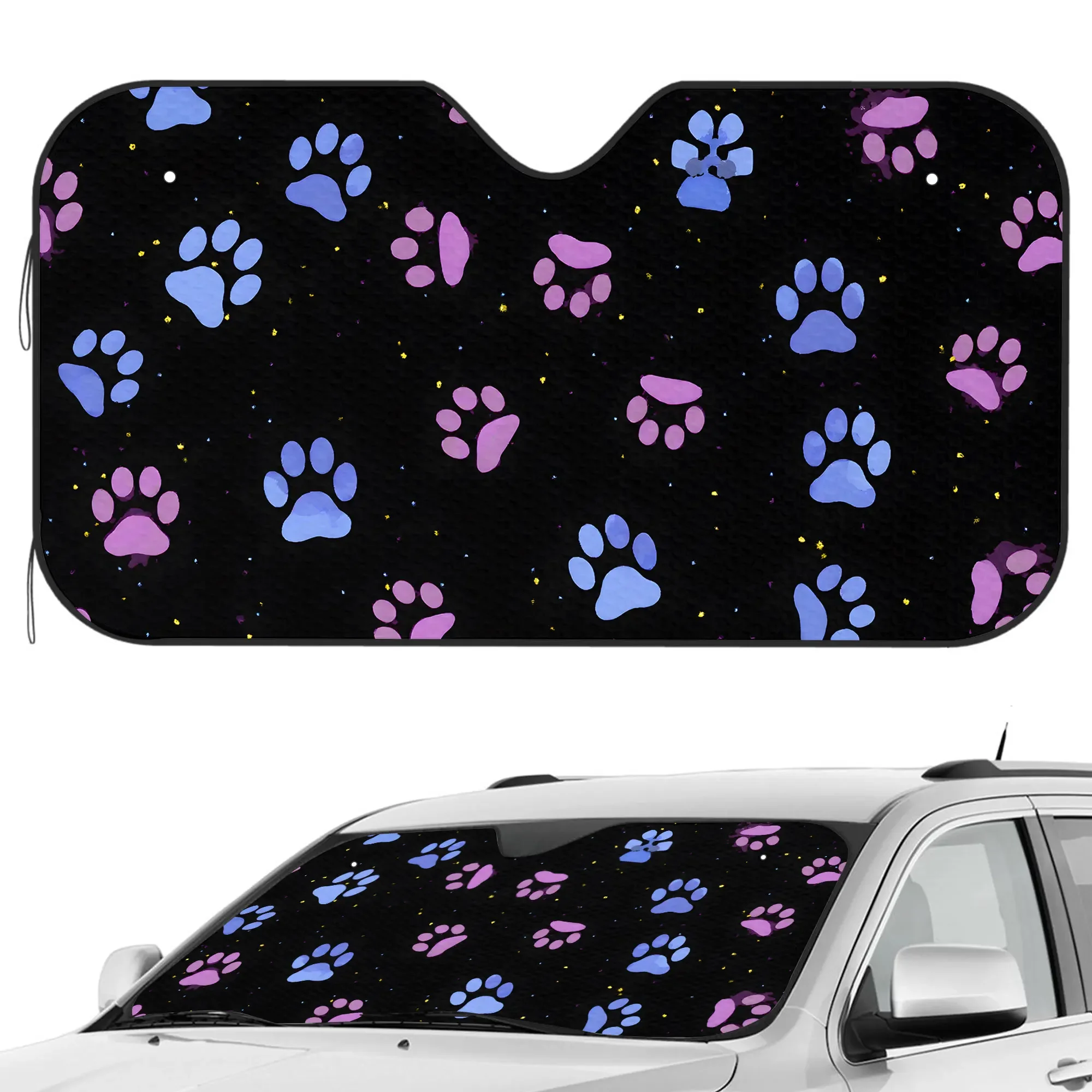 

Dog Paws Purple Car Sun Sha Front Window Sunsha For Most Sedans SUV Blocks Uv Rays Keep Vehicle Cool