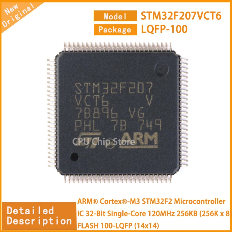 1~5Pcs  New Original   STM32F207VCT6 STM32F207  Microcontroller IC 32-Bit Single-Core 120MHz 256KB (256K x 8) FLASH 100-LQFP