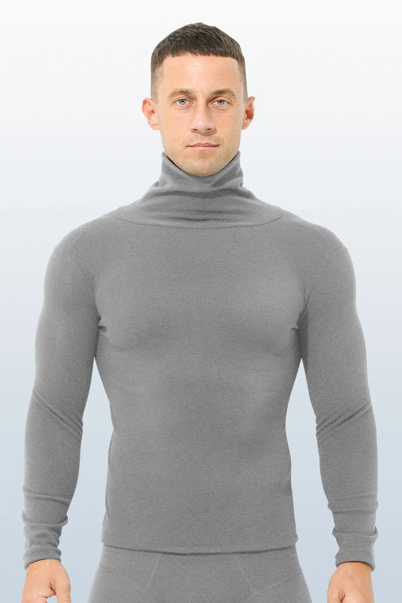 

5PCS Fleece and thickened autumn coat men's mid-high neck warm cold underwear base layer shirt slim inside wear