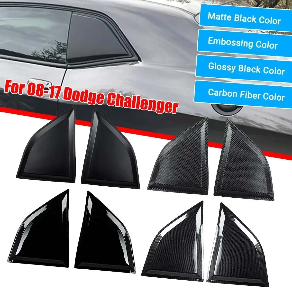 

Car Side Window Scoop Louvers ABS Window Visor Cover Sun Rain Shade Vent For Dodge Challenger 2008-2017 Rear Side Window Decor