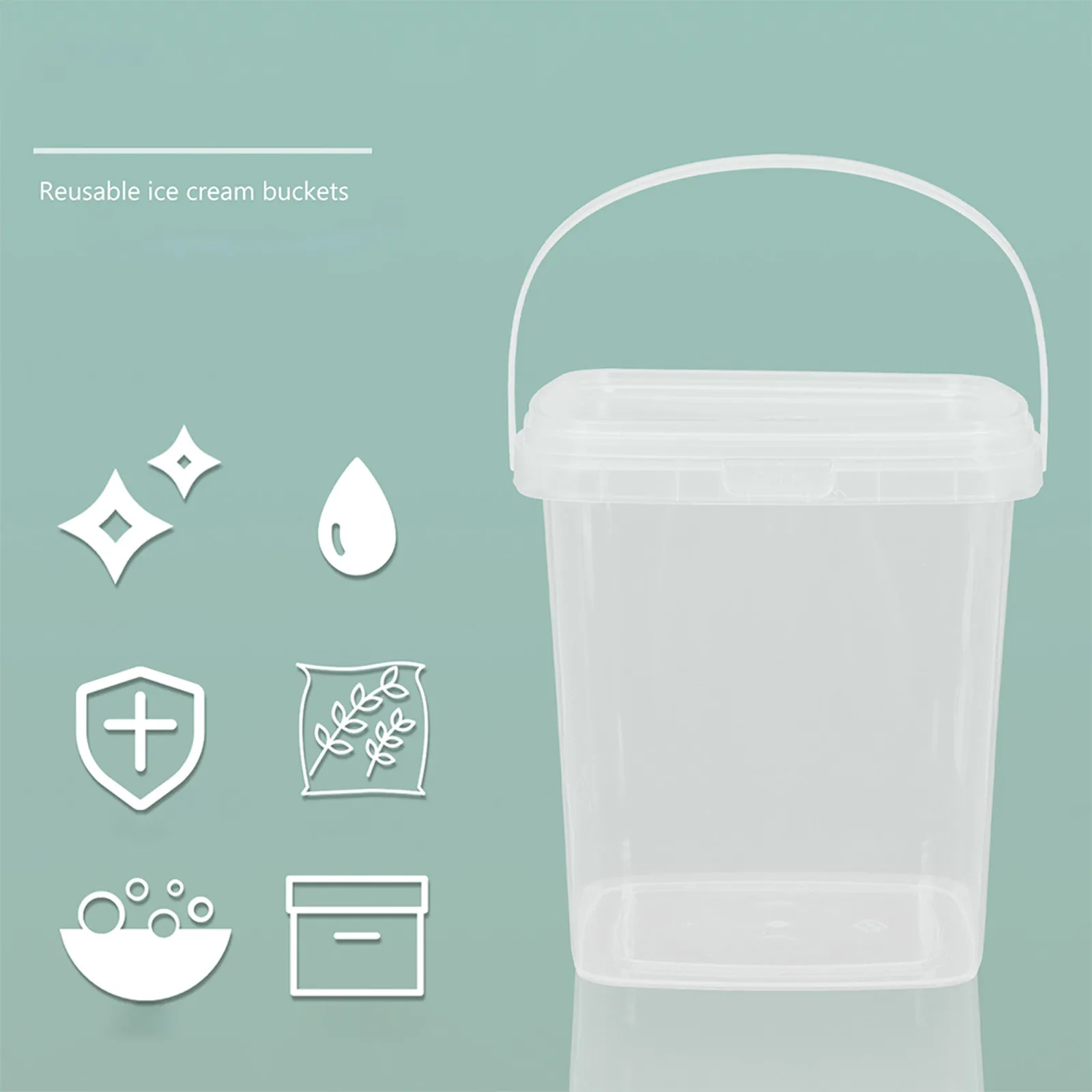 

10Pcs Mini Ice Cream Container Thickened Transparent Freezer Safe Bucket for DIY Dessert Jam Complementary Food Storage Lidded