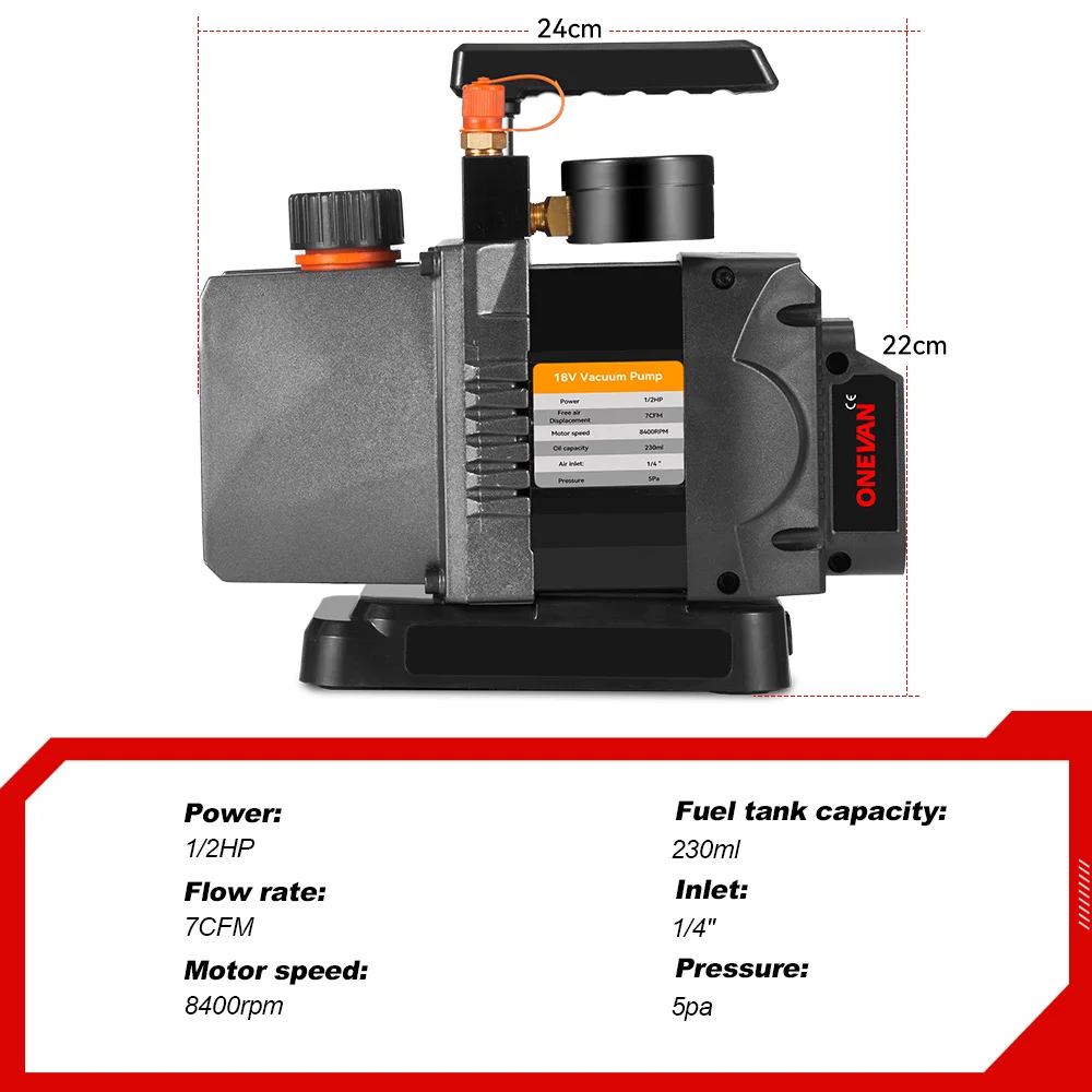 Imagem -06 - Onevan sem Escova Refrigerante Bomba de Vácuo ar Condicionado Bomba de Refrigeração Carro Doméstico Makita 18v Bateria 2hp 7cfm