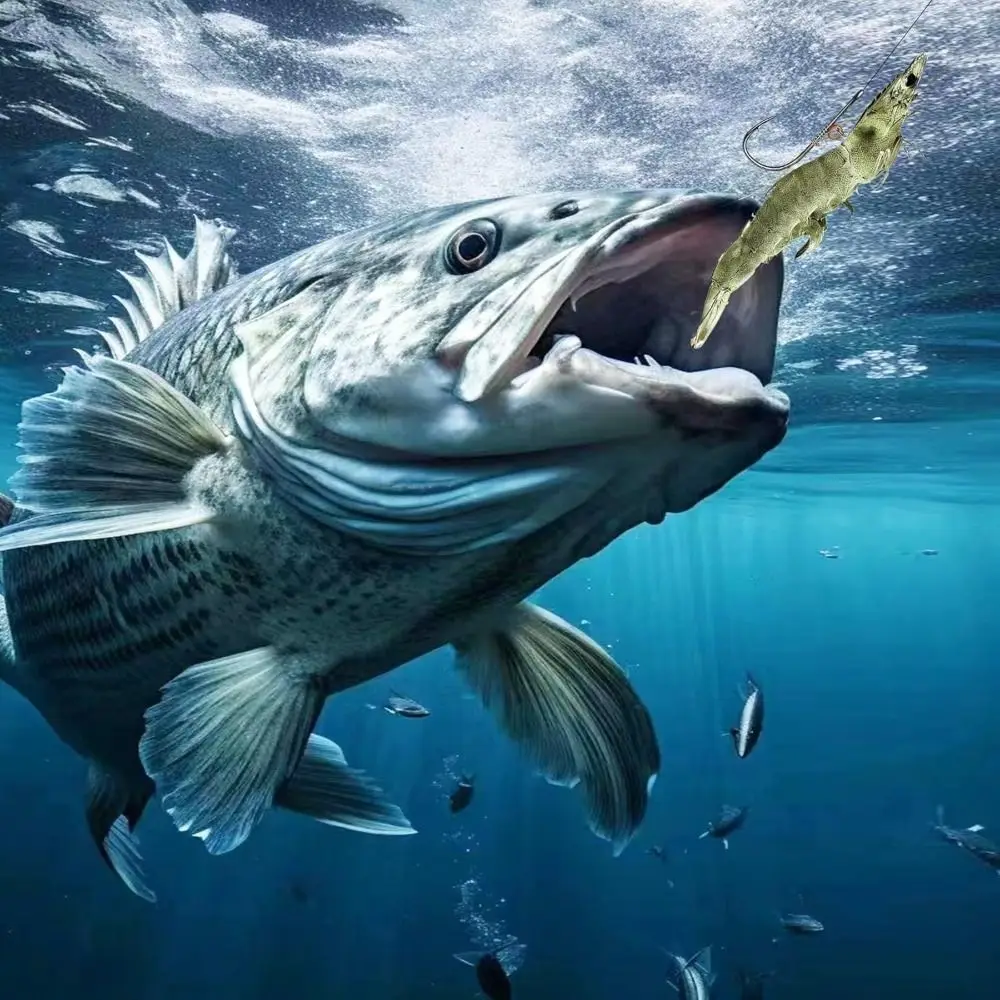 10 pçs ganchos de isca de camarão vivo primavera ganchos de pesca-ganchos fixos de camarão vivo farpado de aço carbono com furos