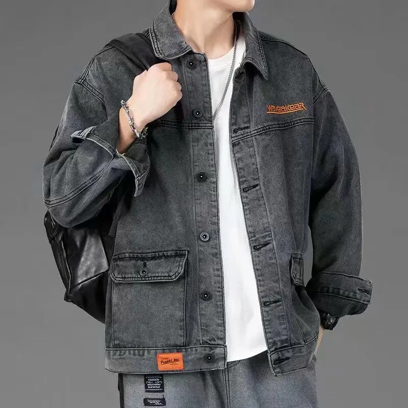 

Loose Fit Men's Denim Jaet Casual Workwear Versatile Autumn New Sle Trendy Brand Youth Friendly Single Button Long Sve