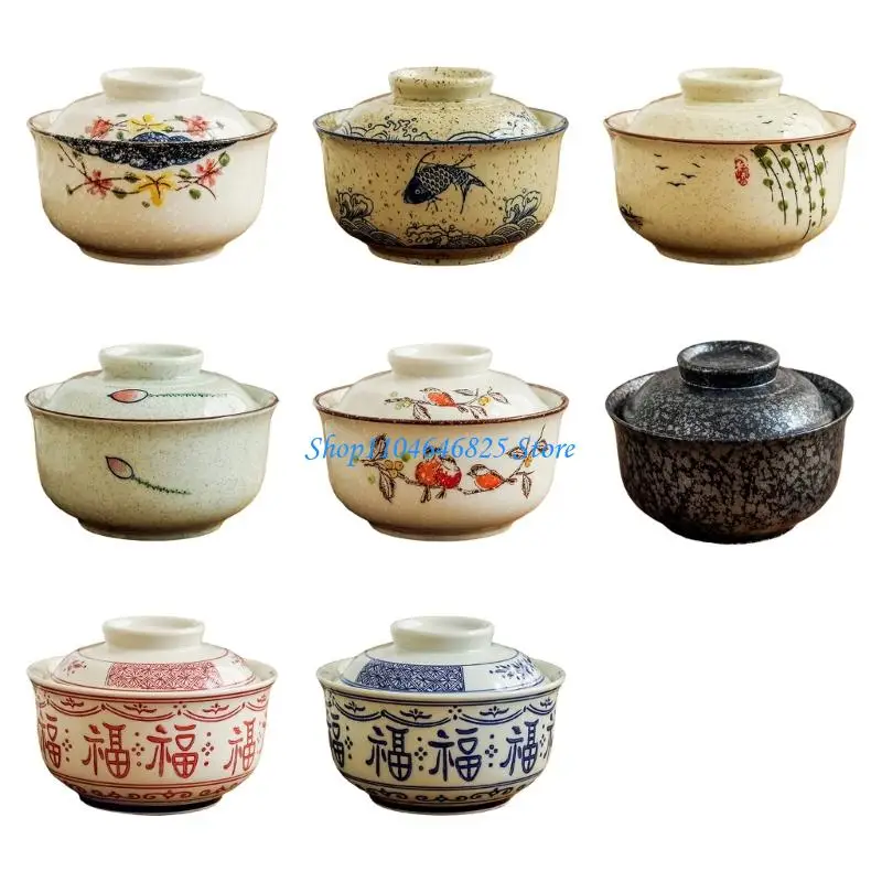 Cuenco Ramen cerámica apto para microondas con tapa para sopa a prueba derrames, contenedor para servir fideos en y