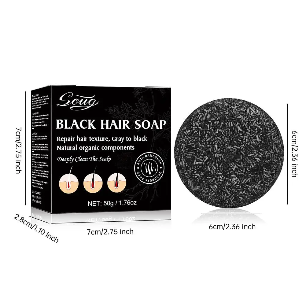 Barra de Shampoo para Escurecimento do Cabelo, Shampoo Cinza e Preto, Tintura Natural de Cabelo, Sabonete Branco, Reparação Gloss Hair