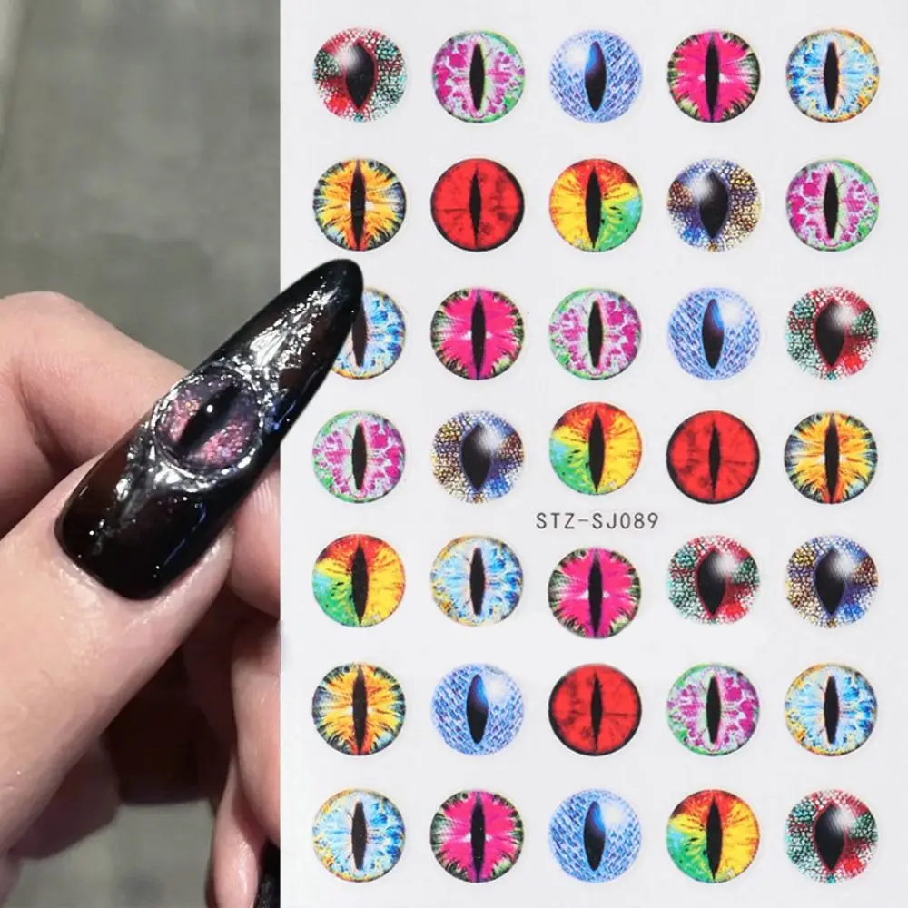 New Dinosaur Animal Eyes Nail Stickers Cartoon Sliders Decals 3D Dragon Eye Cute Summer Nail Art Decoration for DIY Nails