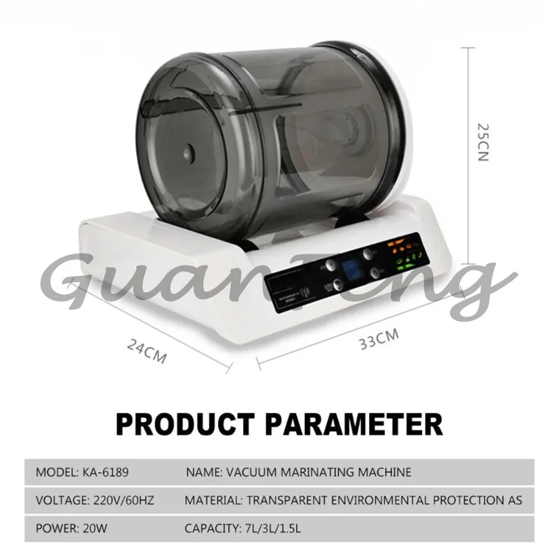 7L Electric Meat Marinated  Vacuum Food Pickling Machine Household Vacuum Commercial Meat/Fried Chicken Marinator