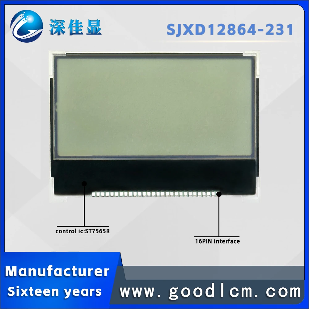 high quality COG/FPC lcd display SJXD12864-231 FSTN Positive monochrome lcd display led backlight ST7565R drive 3.3V