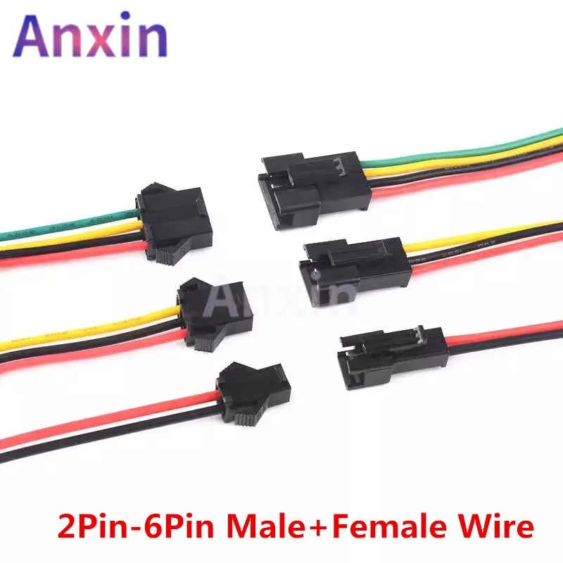 

5pairs SM2.54 2 3 4 5 6pin SM Male & female Led Connector 2pin/3pin/4pin/5pin 6pin Wire cable pigtail Plug Total length 20cm