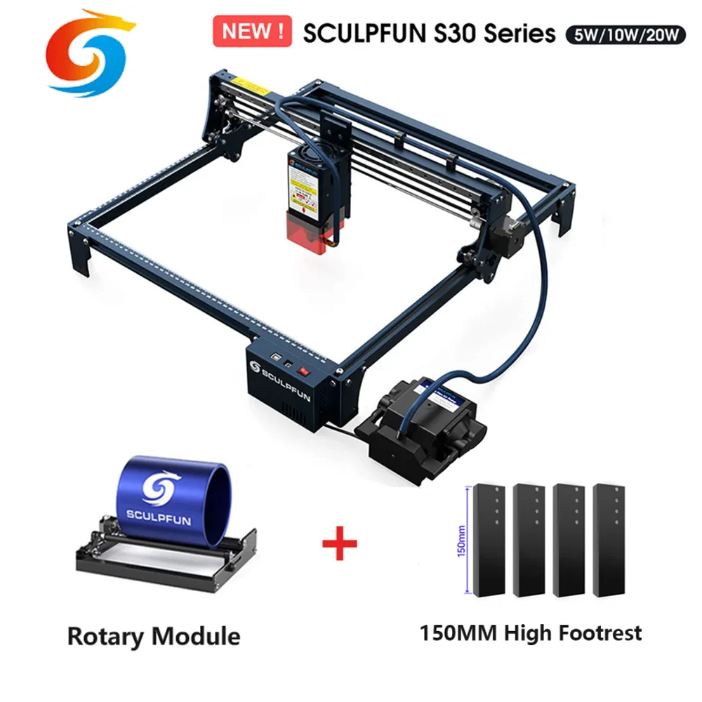 SCULPFUN S30 Pro 20W grawer laserowy z automatycznym systemem wspomagania powietrza maszyna grawerująca 20W DIY maszyna do cięcia metalu do obróbki