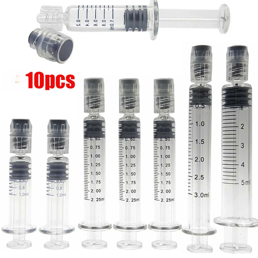 10pcs Borosilicate Glass Prefillable Syringe Glass Syringe Luer Lock Syringe 1ml/2.25ml/3ml/5ml