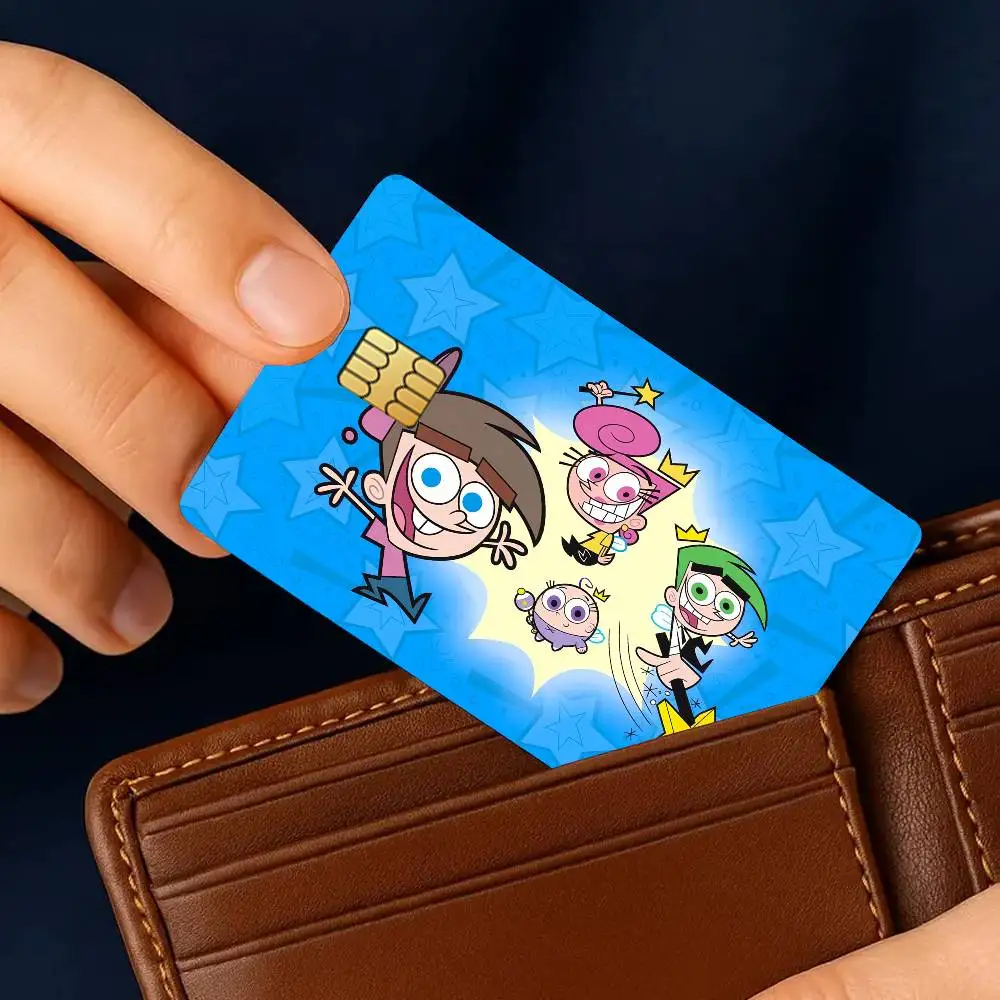 ملصقات بطاقات الائتمان الكرتونية The Fairly Oddparents لحماية الخصم البنك الزخرفية 4 قطعة ملصق مضاد للخدش ومقاوم للماء #3