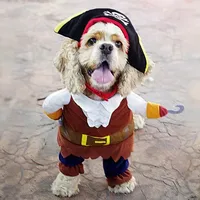 Pet Dog Clothes for Small Dogs Pirate Costume for French Bulldog Pet Puppy Clothing for Cat Doxie Pirate Halloween Funny Costume