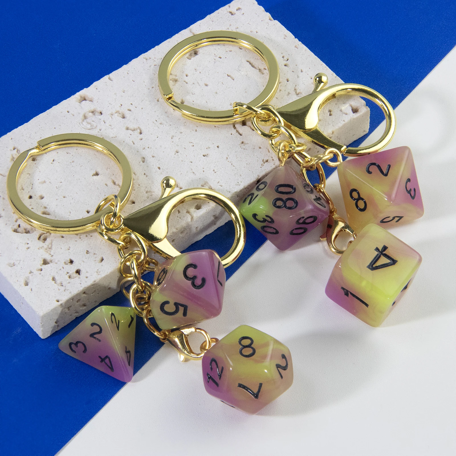 Glow-in-the-Dark Dice Keychain - Vibrant Acrylic Charms for Bags, Backpacks & Car Keys - Ideal Women's Gift, Pendant Accessories