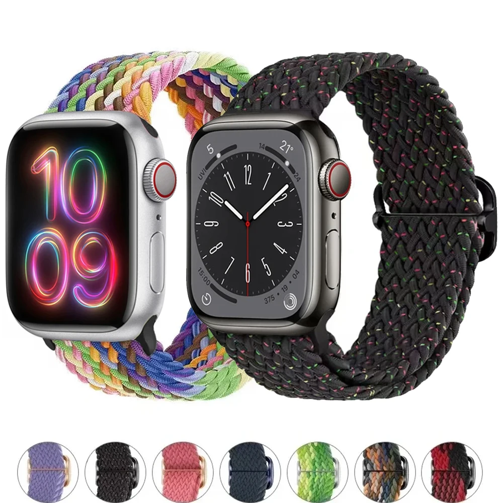 Braided Solo Loop Strap For Apple watch band 44mm 40mm 49mm 45mm 41mm Elastic Nylon bracelet iWatch series 8 3 se 6 7 Ultra 2 9