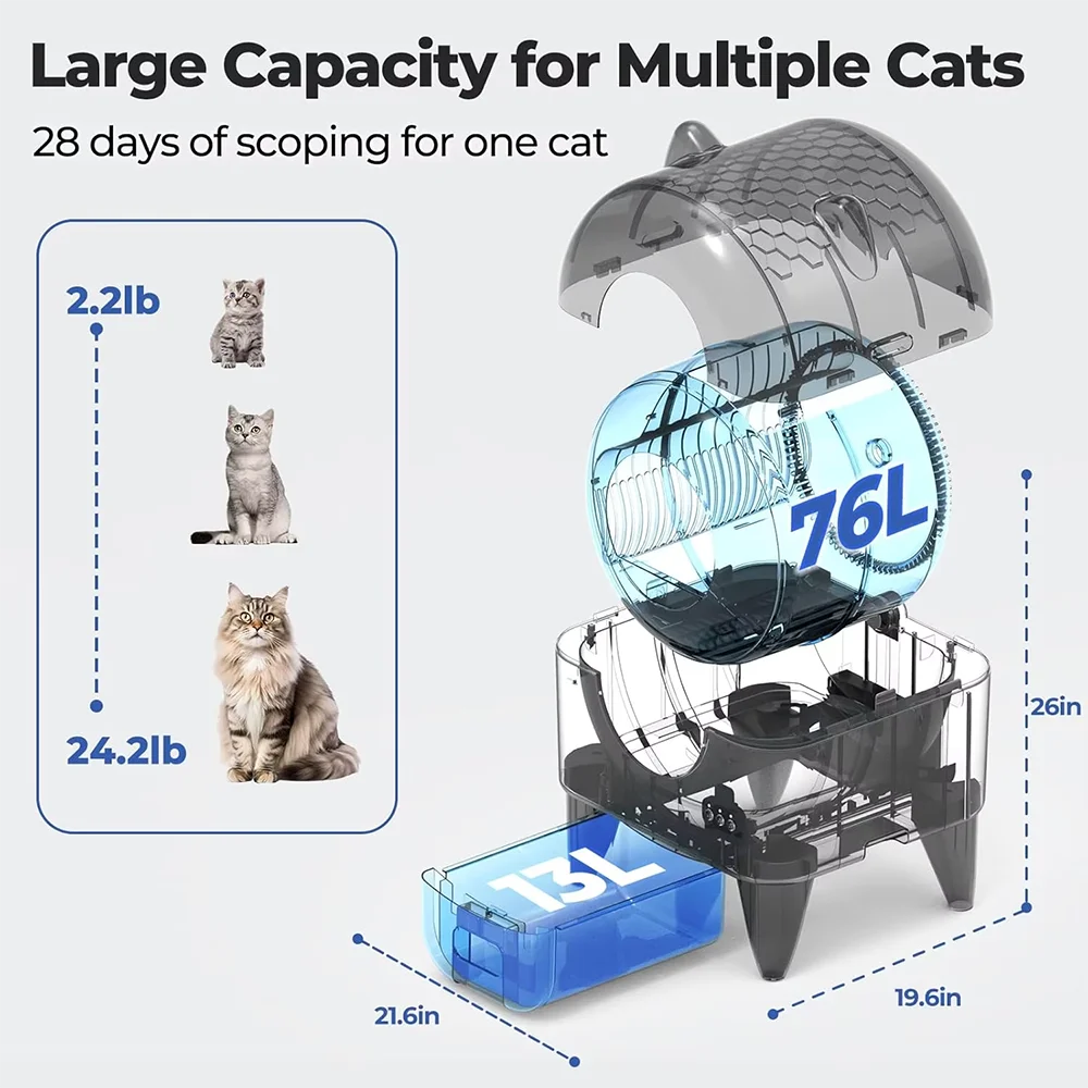 OEM automatic self-cleaning cat  box intelligent APP control odor-free large-capacity wholesale supplier