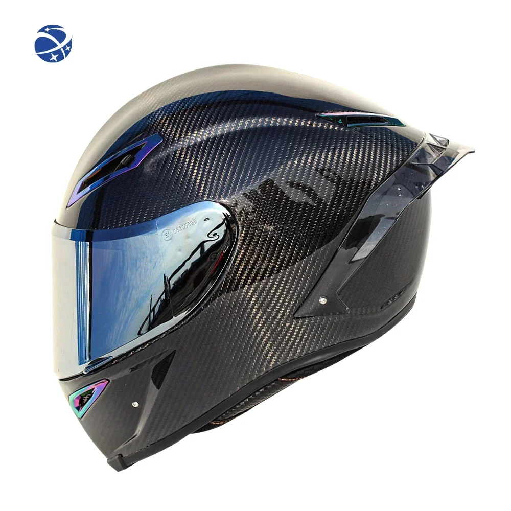 Brand New Motorcycle Helmet Retro Carbon Fiber Full Face Helmet DOT Approved Moto Motocross Helmet With HD Lens