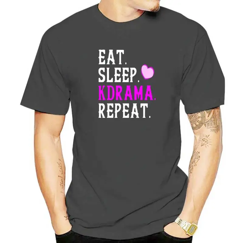 Tshirt men summer top tees Funny cute korean drama fan shirt eat sleep kdrama repeat t-shirts new fashion tee-shirt man tee