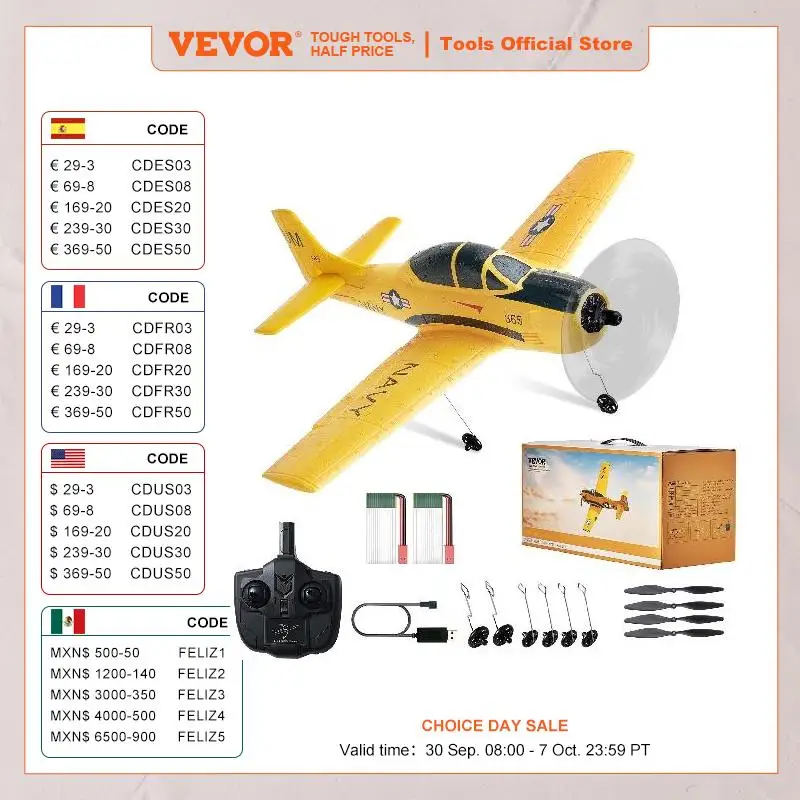 

VEVOR RC Plane 2.4G 4CH Remote Control Airplane with 6-Axis Gyro Stabilizer Aircraft Toy RC Glider for Kids Beginners Boys Gifts