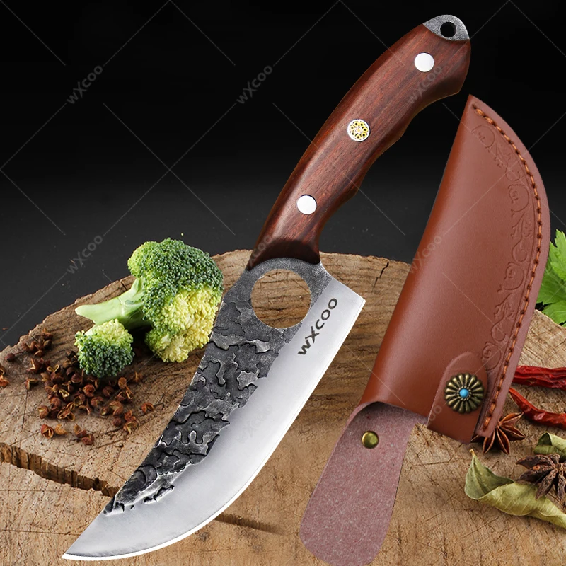 

1-3pcs Hand-forged Chopping Meat Vegetable and Fruit Slicing Knives with Storage Knife Cover High Hardness Kitchen Knife