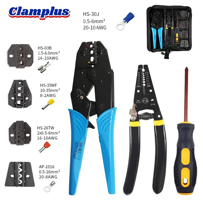 

Multitool Hand Tool Kit Electricity Crimper Pliers Cable Crimping Tool Jaws Kit Wire Terminals Screwdriver With Carry Bag Set