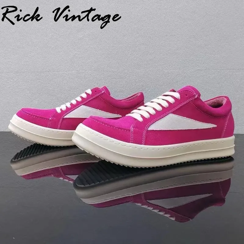 Rick Vintage-Chaussures rondes décontractées en cuir véritable pour hommes et femmes, baskets plates à lacets, baskets de luxe, Hip-Hop Street Dunk