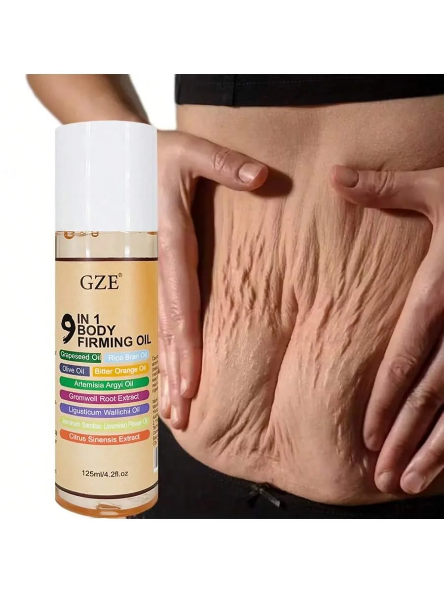 GZE 9 IN 1 BODY FIRMING OIL - Hydrate & Nourish Light Beige/Hair, Moisturizes And Smoothes Body Oil, Essential Oil