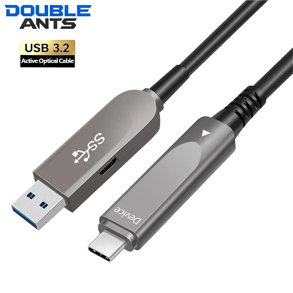 USB 3.2 Gen 2 Active Optical Cable USB 3.1 A to C 10Gbps Type-C Fiber Optic Cable for Camera Live Streaming Industrial Camera PC