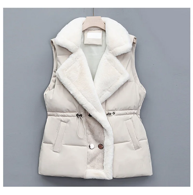 New Cotton Padded Sleeveless Women Outwear 2024 Solid Color Puffer Vest Ladies Coat Winter Down Cotton Waistcoat Female Jacket