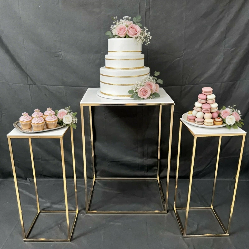 3PCS Metal Frame Flower Table Candy Holder Backdrop Wedding Party Favors Birthday Baptism Dessert Table Decor  Grand Event Props