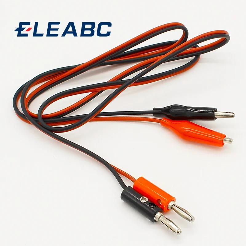 4mm Injection Banana Plug To Shrouded Copper Electrical Clamp Alligator Clip Test Cable Leads 1M For Testing Probe