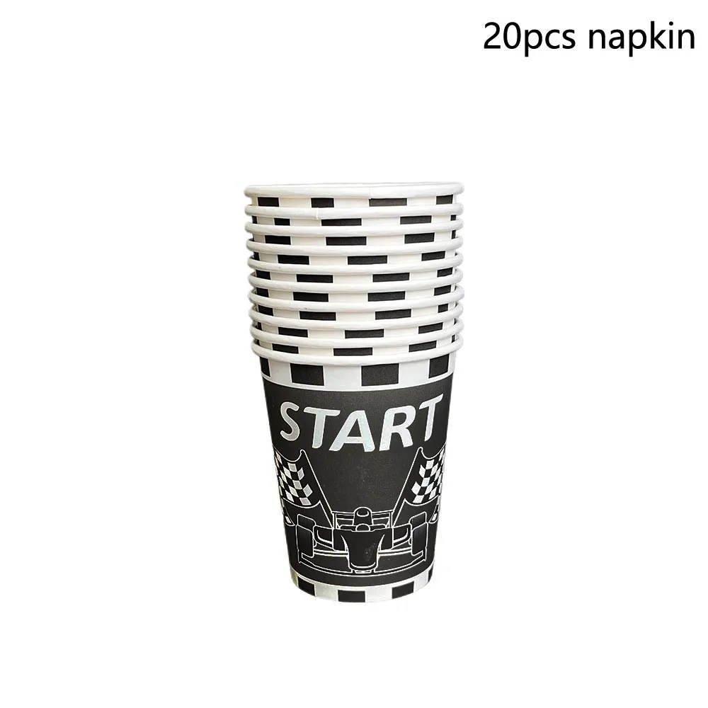 Fast Two Racing Themed Party Decorations Tableware Paper Cups Tablecloth Checkered Balloon Kids Car 2nd Birthday Party Supplies