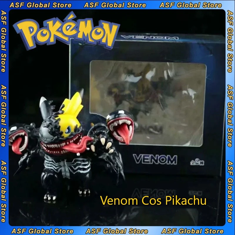 

New 10cm Venom Cos Pikachu Pokemon Anime Peripherals Pvc Figure Model Ornament Collection Statue Model Birthday Gifts Toys Kids