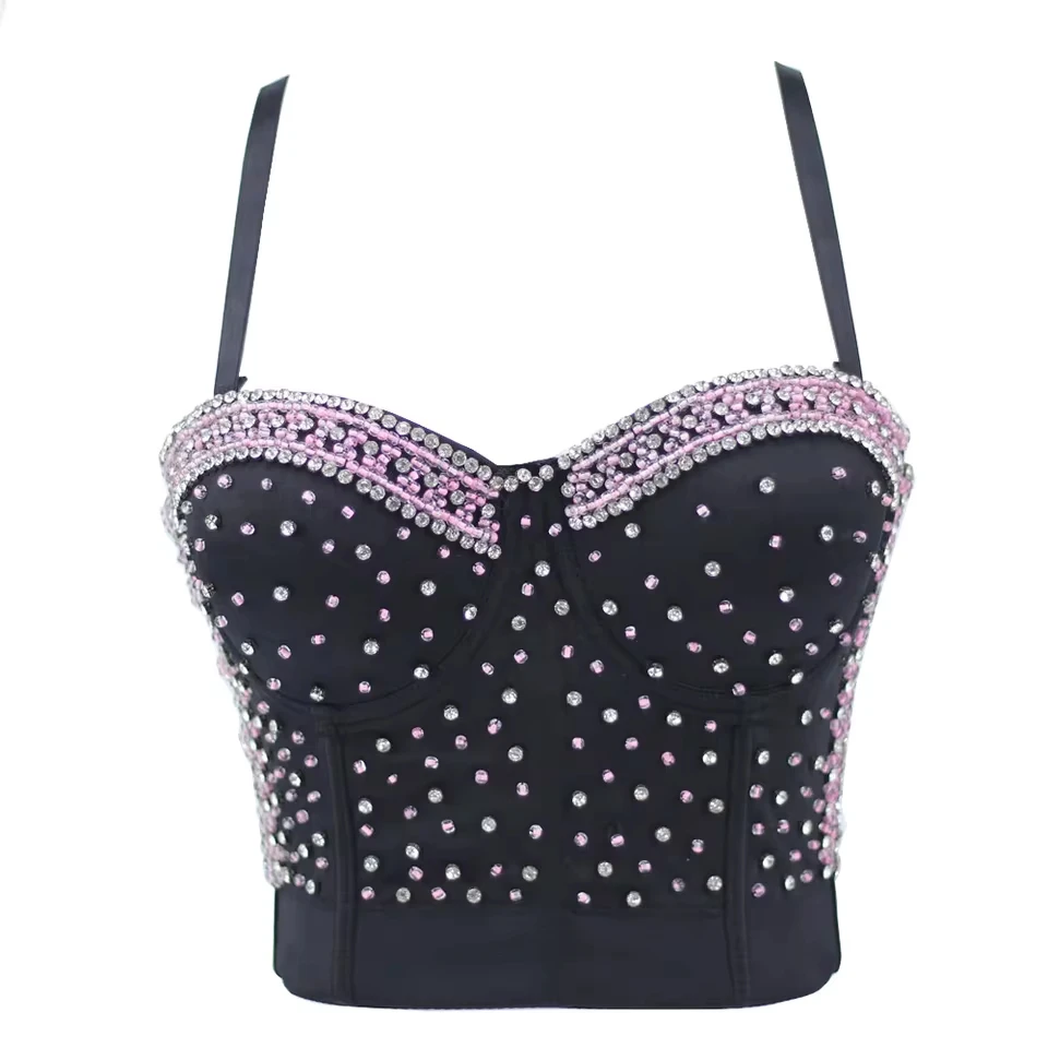 Beaded Diamonds Heavy Fishbone Shaping Corset Nightclub Sexy Clothes European And American Style Sling Waistband Bra