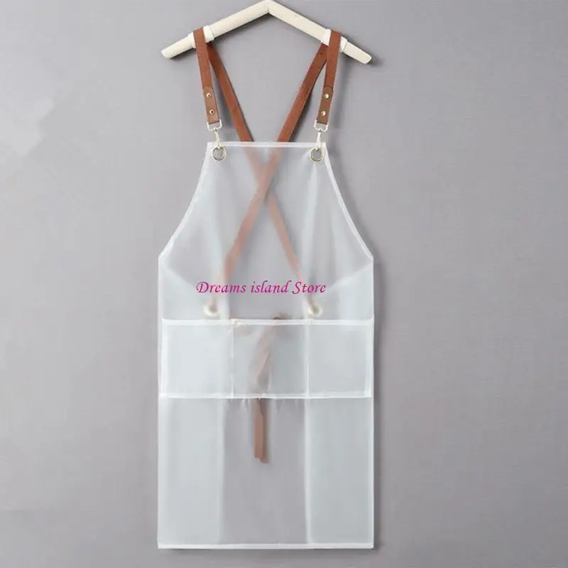 TPU Cooking Apron Waterproof Oil-proof Overalls for Dishwashing Women Back Work Clothes Halter Apron Transparent HX6C
