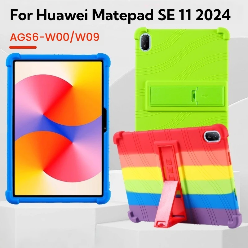 Airbags Soft Silicone Case For Huawei Matepad SE 11 2024 Shockproof Kickstand Cover Funda For Matepad SE 11 inch AGS6-W00/W09