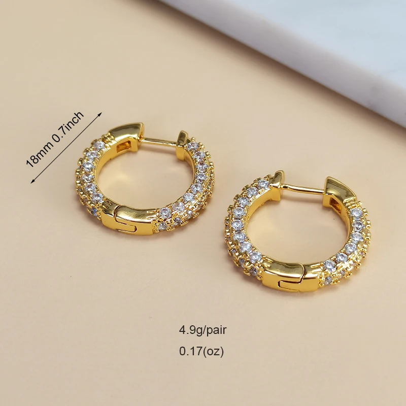 KEYOUNUO Gold Plated CZ Hoop Earrings For Women Piercing Shiny Zircon Cilp Earrings Fashion Party Wedding Jewelry Wholesale