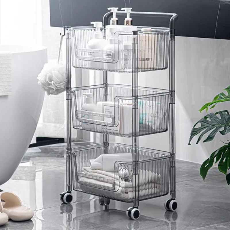 

Beauty Salon 2/3 Tiers Rolling Cart Storage Shelf Transparent Trolley Mobile Shelf with Wheel Multi-Layers Storage Rack 미용트레이