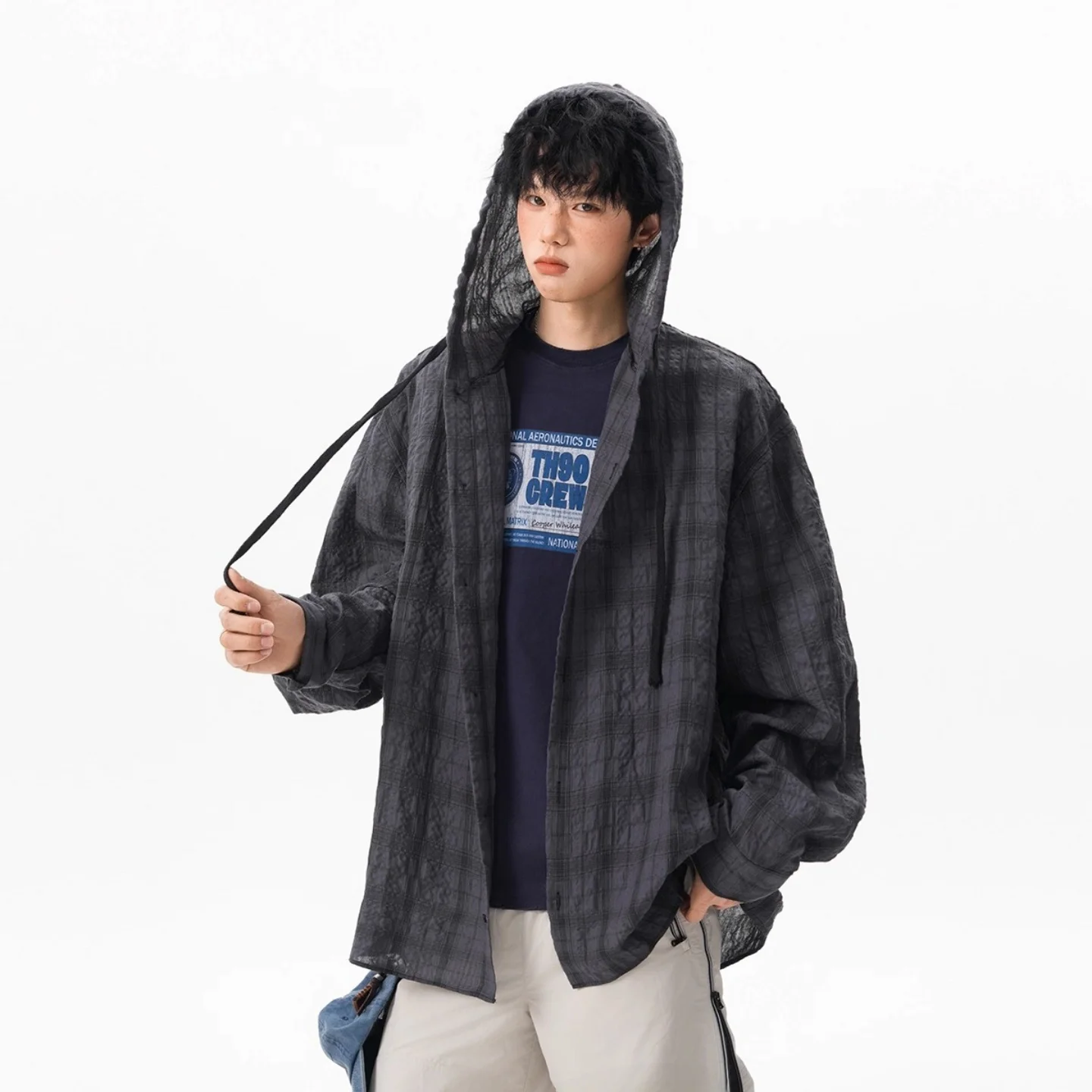 

Outdoor Lightweight Sun-Protective Plaid Hooded irt Jaet Loose Long Sve Breathable Youth ular American Sle Men's ...