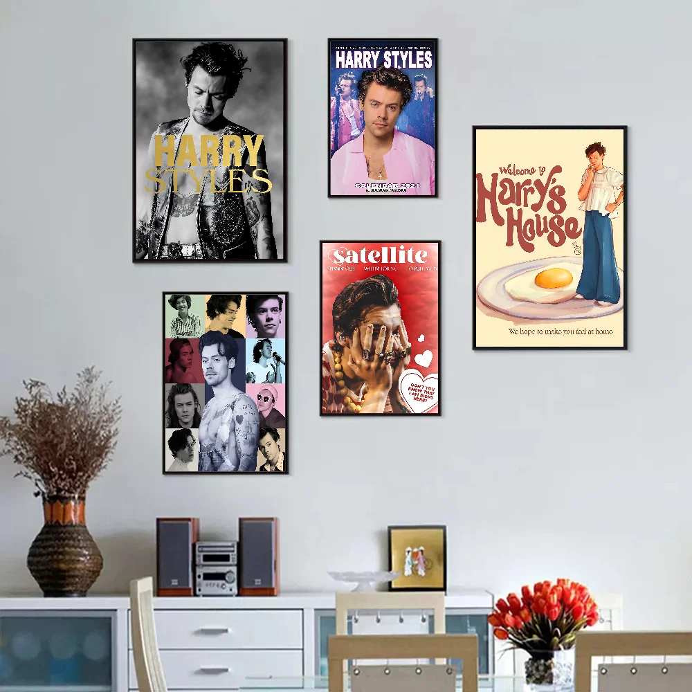 H-Harry E-Edward Styles Vintage Posters Sticky Whitepaper Sticker DIY Room Bar Cafe Room Wall Decor