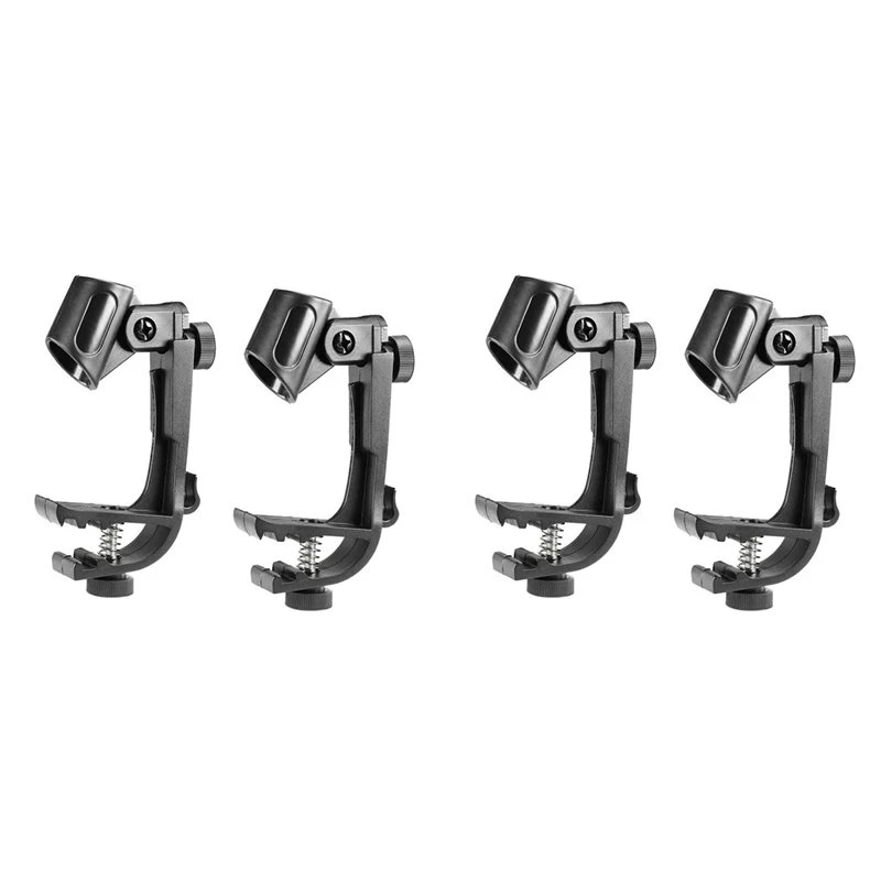 【Shop Now】4PCS Adjustable Mic Clip On Drum Rim Shockproof Mount Microphone Mic Clamp Stand Holder On Drum Microphone Clip