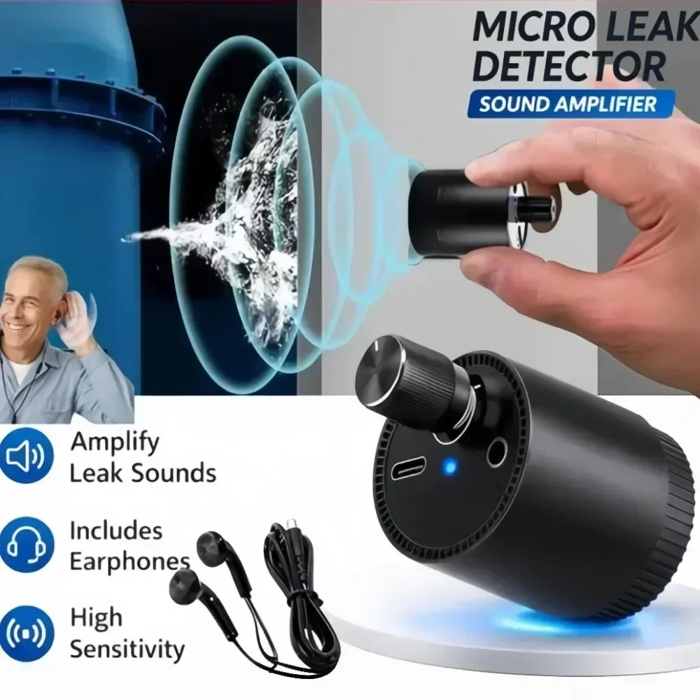 Water Leak Detector Plastic Multi-functional Pipe Water Leak Sound Detector with High Sensitive Headphone Cable Detection Device