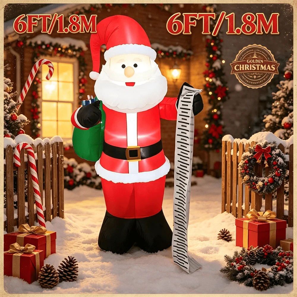 Christmas Inflatable Model LED Santa Claus Outdoor Decoration Holiday Yard Lawn Art Decor for Christmas Festive Carnival