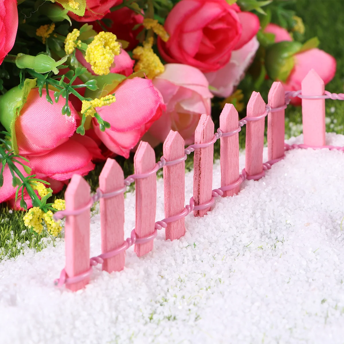 

Bonsai Terrarium Ornament Wood Picket Fence Christmas Micro Plant Pot Decor Tree Bamboo Miniature